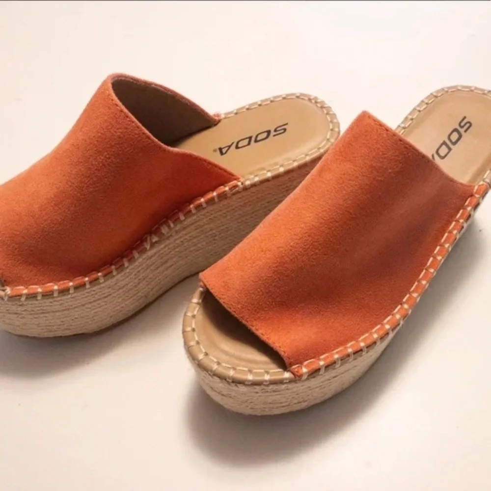 Soda Women’s Orange Suede Slide Sandals